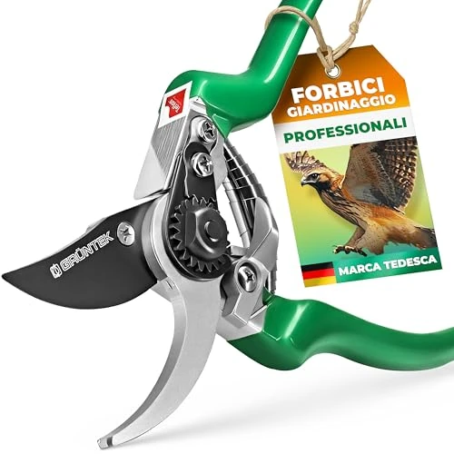 GRÜNTEK Gartenschere FALKE Teflon Baumschere, Klinge aus japanischem SK5 Stahl, Bypass Pflanzenschere 215 mm Secateurs, Ergonomische Garten-Pflanzen-Blumenschere