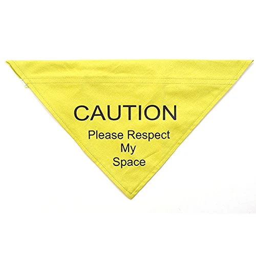 Ancol Respect My Space Warning Dog Bandana Yellow Nylon for Training and Nervous Dogs - Hook and Loop Attachment - Medium / Large