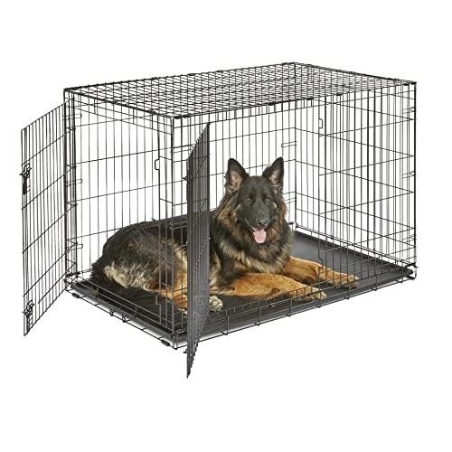 New World Gabbia per cani a doppia porta, pieghevole, in metallo, 122 cm, maggiore sicurezza, con vaschetta a prova di perdite, per razze di taglia XL