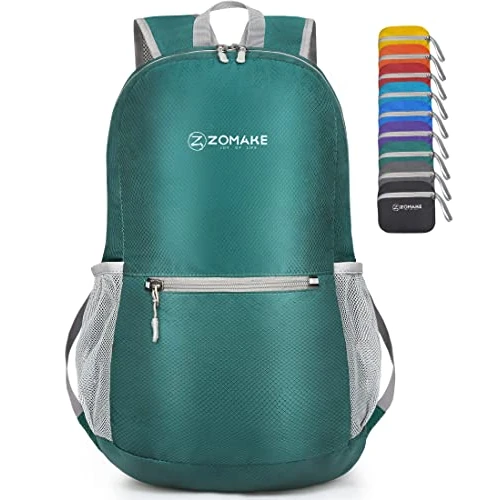 ZOMAKE Ultraleicht Faltbarer Rucksack Packbare Backpacks 20L,Kleiner Faltbar Rucksäcke Wanderrucksack Wasserdicht für Damen Herren Outdoor Wandern(Dunkelgrün)