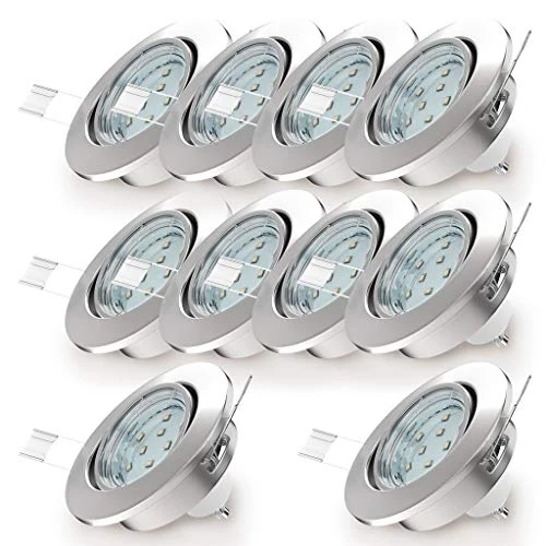 Offerta a tempo: B.K.Licht Faretti LED ad incasso orientabili, set da 10, plafoniere da soffitto e per l'illuminazione da interno, include 10 lampadine GU10 da 3W, corpo metallo color nickel opaco, 230V IP23 - 19% da 24.99 € a 20.24 €
