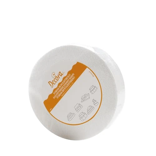 Offerta a tempo: Decora 0173831 Basi tonde in polistirolo ideali per esercitazioni e per realizzare torte a piani dall'aspetto perfetto, Dim. Ø 20 X H 20 CM - 56% da 14.10 € a 6.25 €