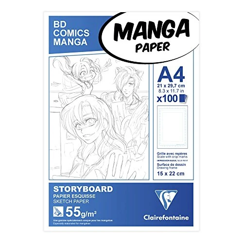 Offre limitée : Clairefontaine 94037C Bloc Encollé Manga et Storyboard - 100 Feuilles Papier Esquisse Blanc A4 21x29,7 cm 55g - Papier imprimé avec une Graduation Simple de 6.07 EUR à 6.07 EUR (remise 0%)