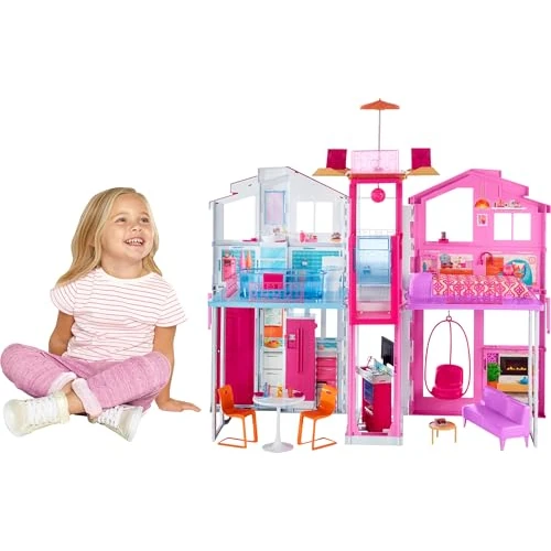 Offre limitée : Barbie Mobilier Grande Maison de poupée de Luxe à 2 étages et 4 pièces Dont Cuisine, Chambre, Salle de Bain et Accessoires, Jouet pour Enfant, DLY32 de 164.88 EUR à 154.99 EUR (remise 6%)