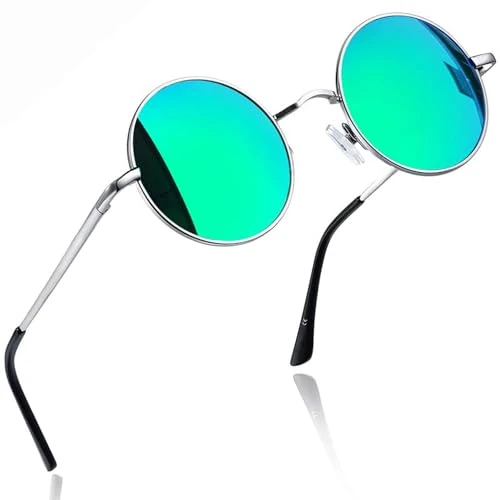Beperkte aanbieding: Joopin Ronde Zonnebril Heren Dames Gepolariseerde UV-Bescherming Vintage Metalen Frame Hippie Zonnebrillen Mannen Vrouwen (Groen Spiegel) van 21.99 EUR naar 18.69 EUR (besparing 15%)