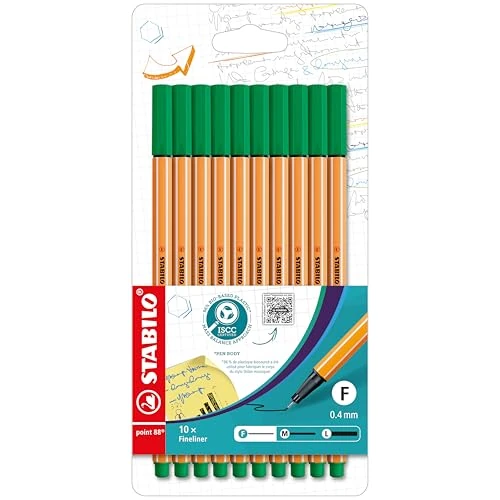 Offre limitée : Stabilo Point 88 Fineliner – Vert (Portefeuille de 10) de 6.76 € à 6.76 € (0.00% de remise)