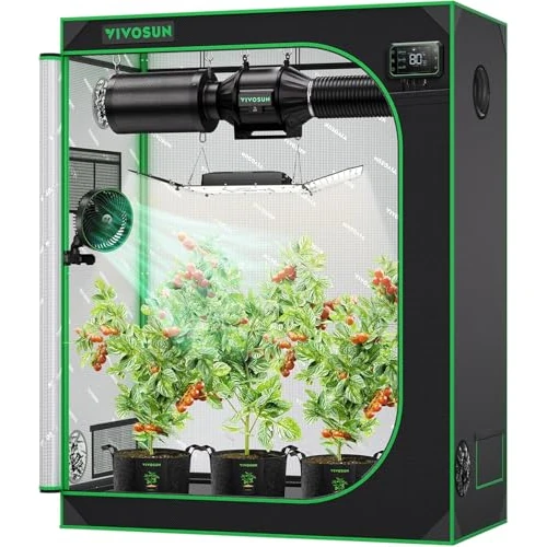 Offerta a tempo: VIVOSUN Tenda da Coltivazione 120x60x150cm, in Mylar ad Alta Riflettenza, con Finestra di Osservazione e Vassoio da Pavimento, per Piante Idroponiche da Interno - 5% da 83.99 € a 79.79 €