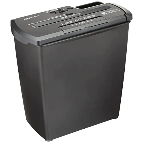 Offre limitée : Amazon Basics Destructeur de Documents/Cartes de crédit/CD , 7-8 Feuilles Coupe de bande, Noir de 38.00 EUR à 34.20 EUR (remise 10%)