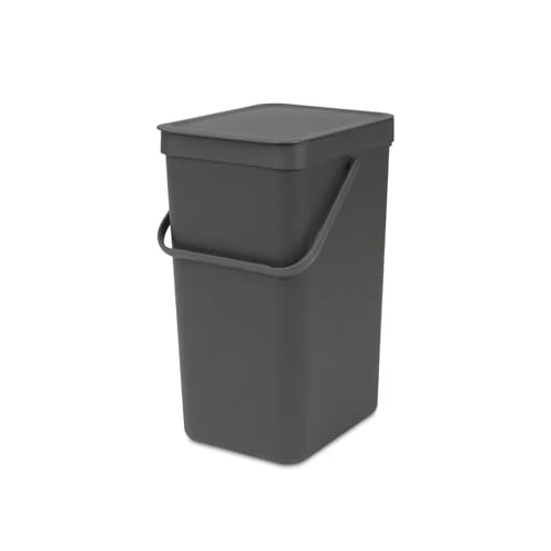 Limited-time offer: Brabantia Sort & Go Waste Bin 16L (Grey), Space-Efficient Plastic Recycle Container with Handle, Removable and Stay-Open Lid, Easy to Clean Kitchen Bin without Nooks and Rims from 25.00 GBP to 25.00 GBP (save 0%)