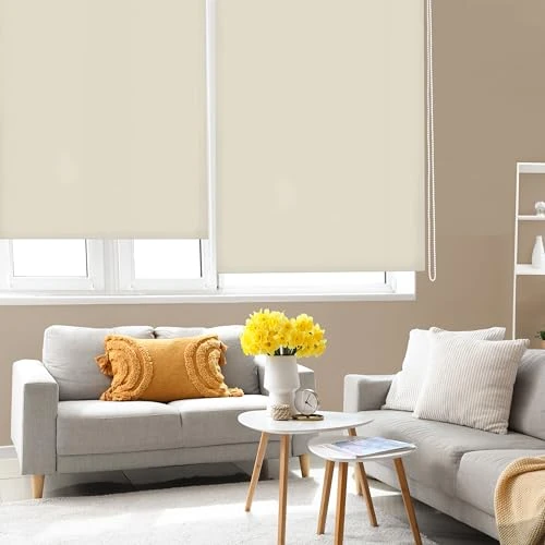 Offerta a tempo: Blindecor Ara | Tenda a rullo traslucida tinta unita - Marrone chiaro, 140 x 175 cm (Larghezza x Altezza) | Dimensioni del tessuto 137 x 170 cm | Tenda per interne - 0.00% da 37.80 € a 37.80 €