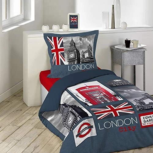 Limited-time offer: Douceur d'Intérieur City London Bedding Set, Cotton, multicolored, 140 x 200 cm from 23.12 GBP to 23.12 GBP (save 0%)