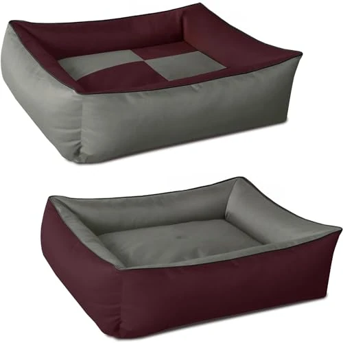 BedDog® MAX QUATTRO 2in1 bordeaux/grey XXL, 120x85 cm(47x33 inch) Bed for a dog L till XXXL, 6 colours to choose, pillow,sofa, basket for a dog