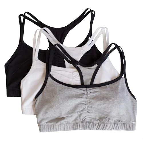 Offerta a tempo: Fruit of the Loom Reggiseno Sportivo del Pullover del Cotone della Cinghia degli Spaghetti delle Donne, Grigio con Nero/Bianco/Nero Sfumatura, 2 - 0.00% da 22.83 € a 22.83 €