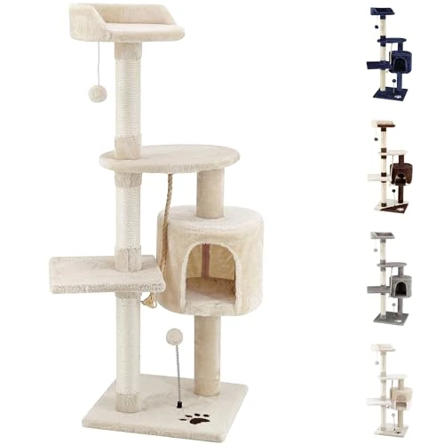 Beltom® Kratzbaum Katzenkratzbaum Kletterbaum Katzenbaum Katzen Spielbaum 112 cm. - Beige