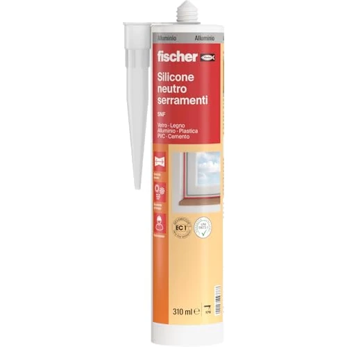 Offerta a tempo: Fischer SNF Silicone Sigillante Legno Grigio Alluminio, Pavimenti e Finestre, Neutro a Basso Modulo, Elastico, per Serramenti, Porte, Infissi, Inodore, Esterno/Interno, 9378 - 0.00% da 9.70 € a 9.70 €