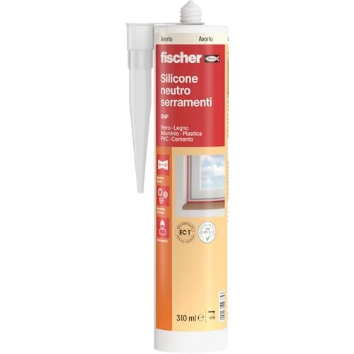 Fischer Silicona Sellador Ventanas SNF 310 Marfil, Neutral de Bajo Módulo, Elástica, para Cerraduras, Puertas, Marfiles, Madera, Inodoro, Uso Exterior/Interior, 9375