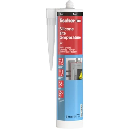 Offerta a tempo: Fischer SAT Silicone Alte Temperature, Nero, Fino a 315°, Sigillante per Canne Fumarie, Tubazioni, Giunti, Caminetti, Stufe, Piani Cottura, 524771 - 22% da 12.90 € a 10.06 €