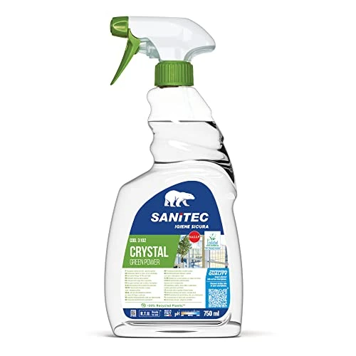 Offerta a tempo: SANITEC igiene sicura Vetri Green Power - Detergente Spray Ecologico Multiuso per Vetri, Cristalli e Specchi - 750 ml - 0.00% da 3.62 € a 3.62 €