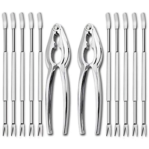 Artcome Zestaw 12 narzędzi do owoców morza, w tym 2 krabowe krabowe homara i 10 widelców