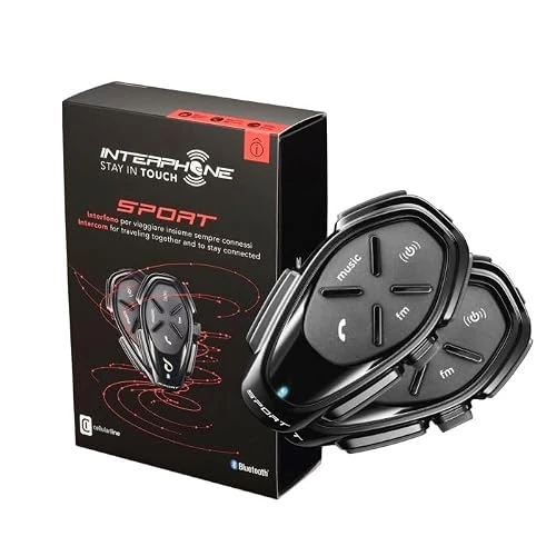 Offre limitée : Interphone Sport - Dual Paquet - Système de Communication Moto Bluetooth, Jusqu'à 4 Riders, Portée 1.2 Km, Contrôle du Bruit, Jusqu'à 20 Heures, Radio FM, MP3, GPS, IP67, Universal de 189.99 € à 149.99 € (21% de remise)