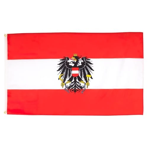 Offerta a tempo: BANDIERA AUSTRIA CON AQUILA 150x90cm - GRAN BANDIERA AUSTRIACA CON STEMMA 90 x 150 cm Poliestere leggero - Bandiere - AZ FLAG - 25% da 9.95 € a 7.45 €