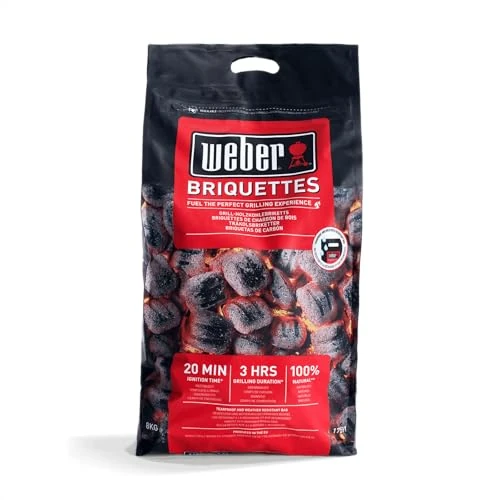 Offerta a tempo: Weber Bricchetti di carbone/accessorio BBQ, combustibile naturale per calore di lunga durata, accensione in 20 minuti, fino a 3 ore di combustione, 8 kg - 0.00% da 28.70 € a 28.70 €