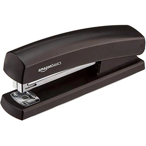 Amazon Basics Stapler with 1000 Staples, 10 Sheet Capacity, Anti-Slip Rubber Base, Home, Office, Black