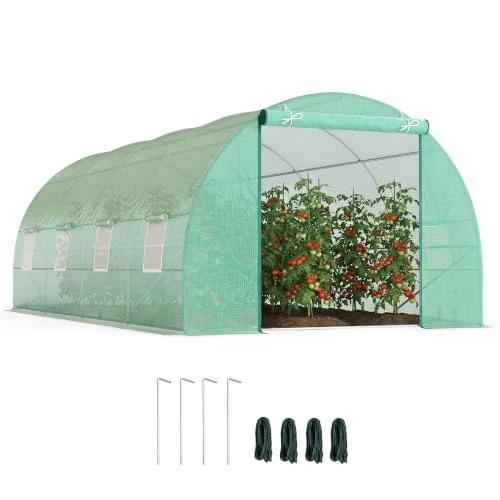 Offerta a tempo: Outsunny Serra per Orto a Tunnel con 8 Finestre, 6x3x2 m Verde - 0.00% da 159.95 € a 159.95 €