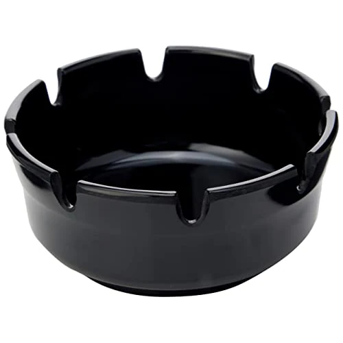 PIAZZA - Posacenere da Esterno Design Rotondo in Plastica 10 cm - Posacenere da Tavolo per Sigarette e Sigari adatto per Casa, Giardino, Bar, Ristoranti, Hotel - Colore Nero