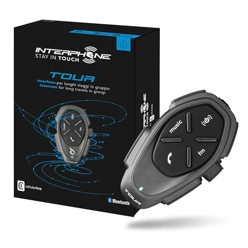 Offerta a tempo: INTERPHONE TOUR - Singolo - Interfono Moto Bluetooth, Fino a 4 Motociclisti, Distanza 1.5 Km, Autonomia 25 Ore, Fast Charge, Mp3, GPS, Impermeabile, Universale. - 32% da 189.99 € a 129.99 €