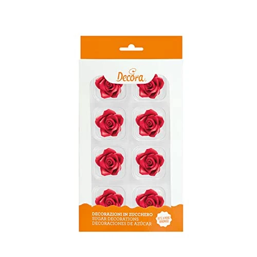 Decora 0500373 8ER-PACK MITTELGROßE ROSEN ROT