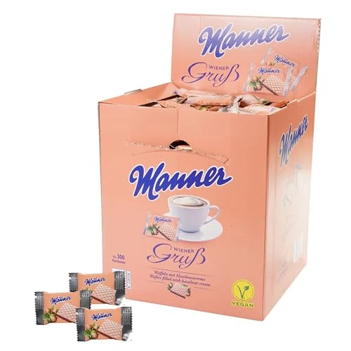 Offerta a tempo: Manner Wafers Croccanti Con Crema alla Nocciola - Confezione da 300 Wafer Viennesi Wiener Gruss - 1.260gr - Prodotto Vegano - 0.00% da 28.90 € a 28.90 €