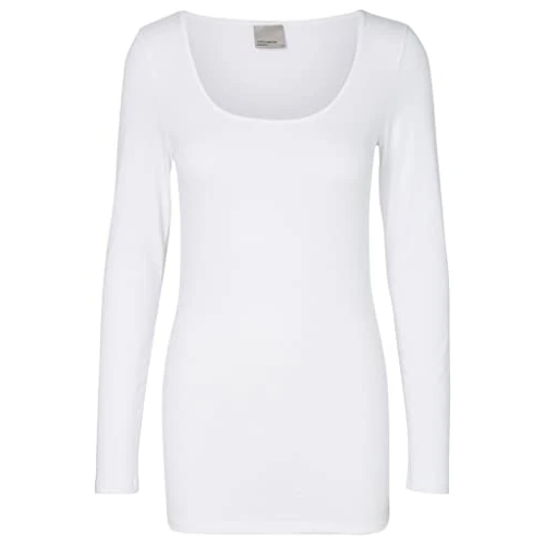 Vero Moda Vmmaxi My Ls Soft Long U-neck Noos, Maglietta a maniche lunghe, Bianco (Bright White), XL Donna