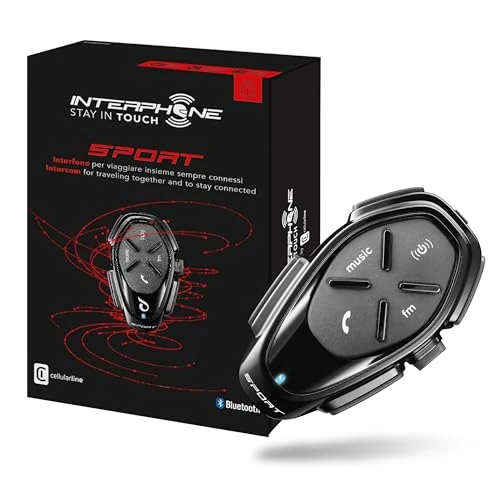 Offerta a tempo: INTERPHONE SPORT - Singolo - Interfono Bluetooth da casco per comunicazione in moto, Fino a 4 motociclisti, Distanza 1Km, Autonomia 20 ore, MP3, GPS, Impermeabile, Universale. - 42% da 169.99 € a 99.00 €