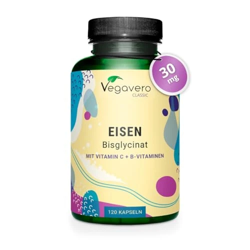 Integratore FERRO 30mg | con Vitamina C, Acido Folico, B12, B2, B6 | Anemia, Mestruazioni, Stanchezza, Difese Immunitarie | Senza Additivi | Vegan | Vegavero®