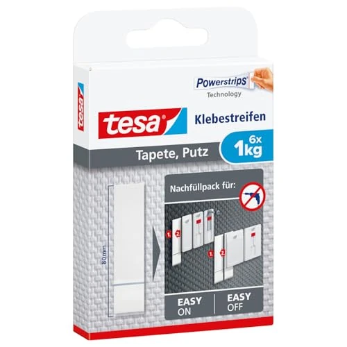 Offre limitee: Tesa 77771 - Lot de 6 Languettes Powerstrips pour papier peint 1 Kg Transparent 77771-00000-00 de 8.29 EUR a 8.29 EUR (economie 0%)