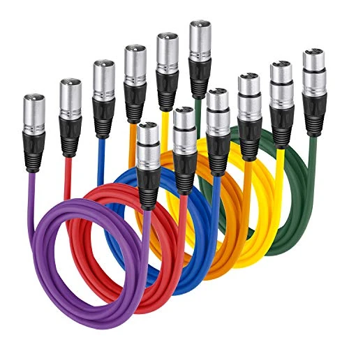 Offerta a tempo: Neewer Confezione da 6 cavi da 2 m XLR maschio a XLR femmina, colorati, cavi per microfono sigillati in gomma, per un collegamento bilanciato (verde, blu, viola, rosso, giallo e arancione) - 33% da 41.19 € a 27.52 €
