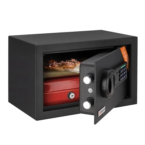 Offerta a tempo: Brihard Home Cassaforte Elettronica Compatta 11L – Cassaforte Piccola 20x31x20 cm con Tastierino Digitale e Schermo LED – Cassetta di Sicurezza per Contanti e Gioielli - 5% da 55.87 € a 52.99 €