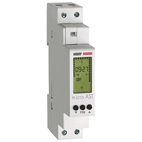 Offre limitée : VEMER VE762300 Micro AST - Interrupteur Crépusculaire Astronomique, Minuterie avec Programmation du Crépuscule à l'Aube, Installation sur Rail DIN, Blanc de 56.90 € à 54.90 € (4% de remise)
