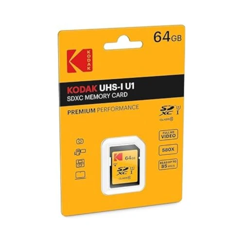 Limited-time offer: Kodak SD Card 64GB UHS-I U1 V10 SDHC/XC Memory Card - Max Read Speed 85MB/s Max Write Speed 25MB/s Max - Full HD Video and Photos Storage - SD Card from 15.99 £ to 14.90 £ (save 7%)