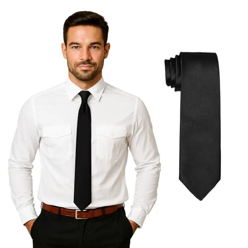 Offerta a tempo: DonDon Cravatta uomo 7 cm classica fatta a mano per il lavoro o occasioni speciali nera - 0.00% da 13.99 € a 13.99 €