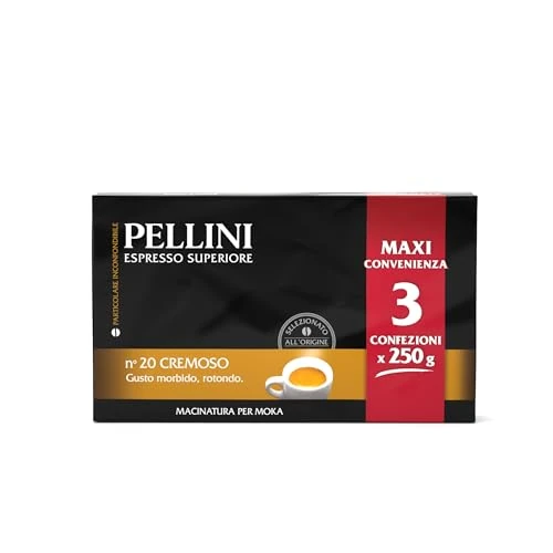 Pellini Caffè, Cremoso Ground Coffee for Moka Machine No. 20 - 3x250 gr (750 gr)