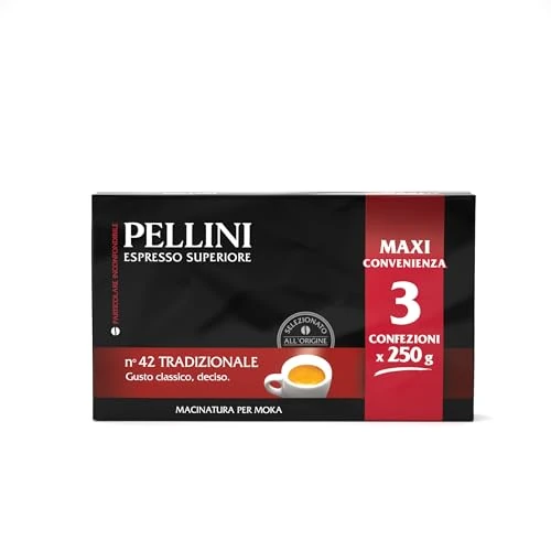 Pellini Caffè, Tradizionale Ground Coffee for Moka Machine No. 42 - 3 x 250 gr (750 gr)