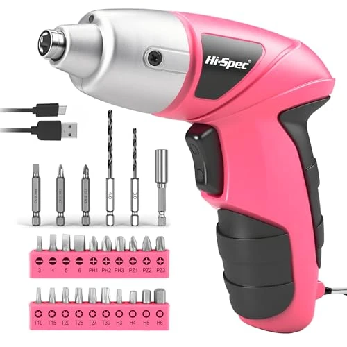 Offre limitée : Hi-Spec Perceuse Visseuse Sans Fil 3.6V Rose, Tournevis Electrique 27 Pièces de 22.99 € à 21.84 € (5% de remise)