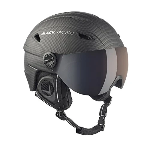 BLACK CREVICE Silvretta casco da sci I Casco da sci con visiera stile pilota I diversi colori I Casco uomo & donna I Casco in policarbonato I Casco da sci (XS, Carbone/Nero)