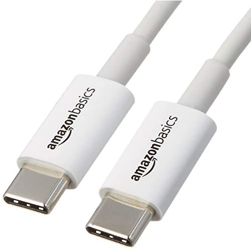 Amazon Basics Câble de Charge Rapide USB-C vers USB-C, débit de 480 Mbit/s, certifié USB-If, pour Apple iPhone 16/15, iPad, MacBook, Samsung Galaxy, tablettes, Ordinateurs Portables, 1.8 m, Blanc