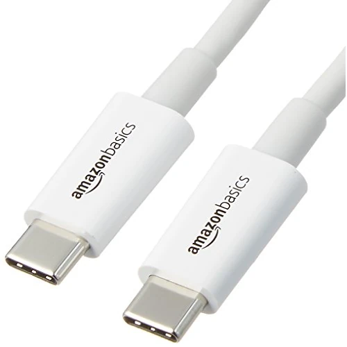 Amazon Basics Cavo da USB-C a USB-C 2.0 a ricarica rapida, velocità 480 Mbps, certificazione USB-IF, per Apple iPhone 15, iPad, Samsung Galaxy, tablet, laptop, 2.7 m, bianco