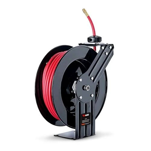 Limited-time offer: ReelWorks Retractable Air Hose Reel, 3/8" x 50 ft, 300 PSI, Hybrid | Keeps its hybrid hose flexible from -40°F to 176°F for year-round shop use from $115.95 to $109.61 (save 5%)