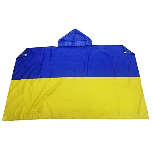 AZ FLAG Bandera de Ucrania 150 x 90 cm, Capa Bandera Ucraniana 100% poliéster con mangas integradas, Body Flag ucraniano