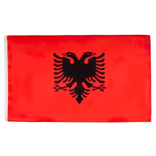 Offerta a tempo: BANDIERA ALBANIA 150x90cm - GRAN BANDIERA ALBANESE 90 x 150 cm Poliestere leggero - Bandiere - AZ FLAG - 25% da 9.95 € a 7.45 €